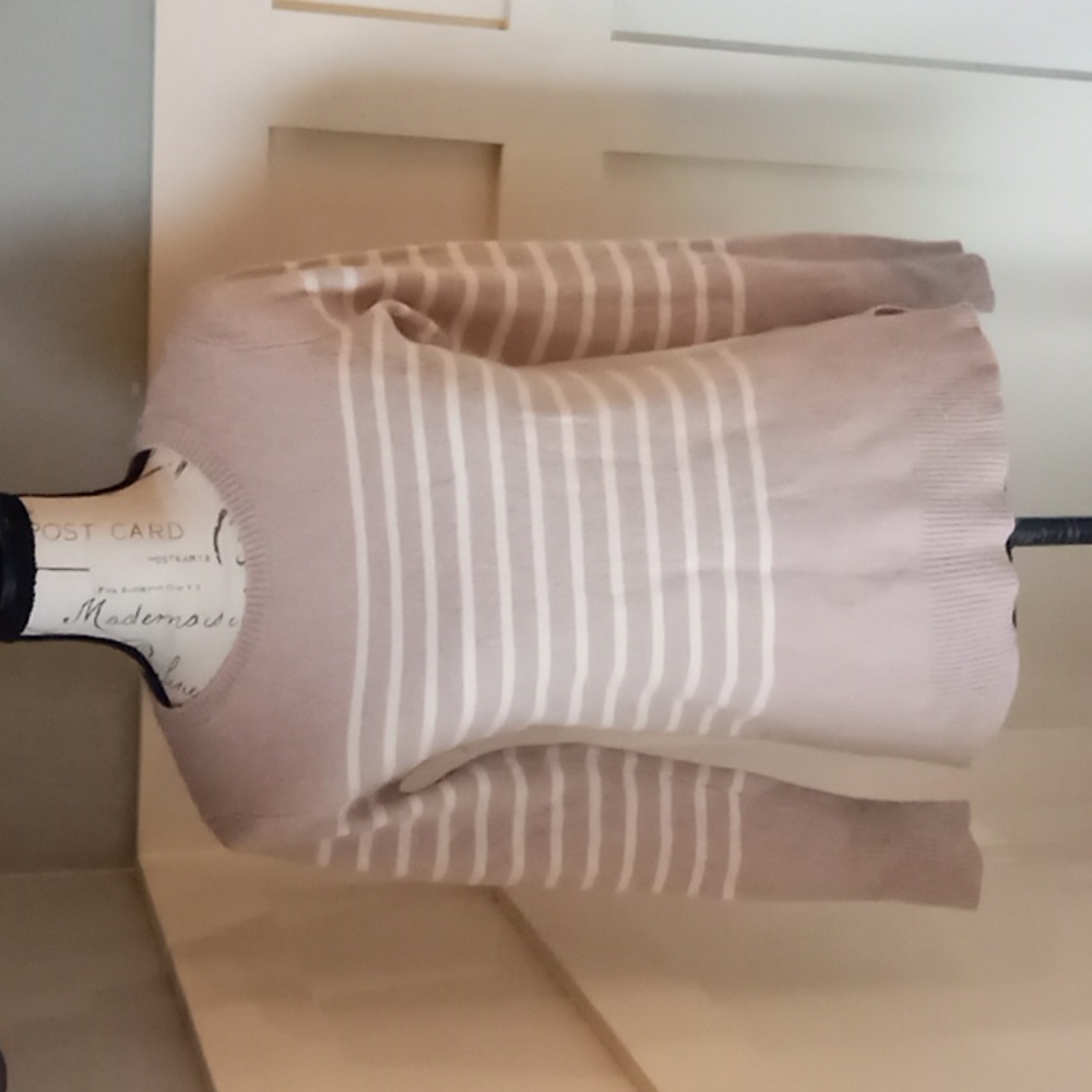 C&C California 100% Cashmere Heather Pink & Cream Long Sleeved Sweater Sz M